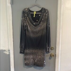 Green Dragon Brown Long Sleeve Cowl Neck Bodycon Dress Size L